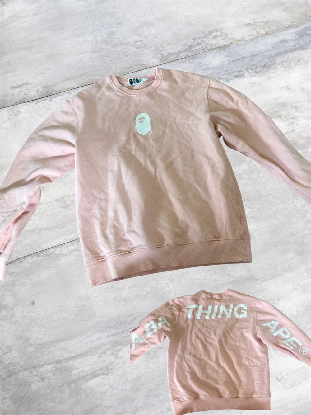Bape Pink Crewneck Sweatshirt with White Logo